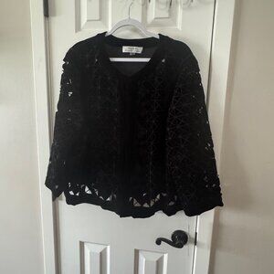 Tahari ASL Womens Plus Black Velvet Open Front Jacket Size 20W New with Tags